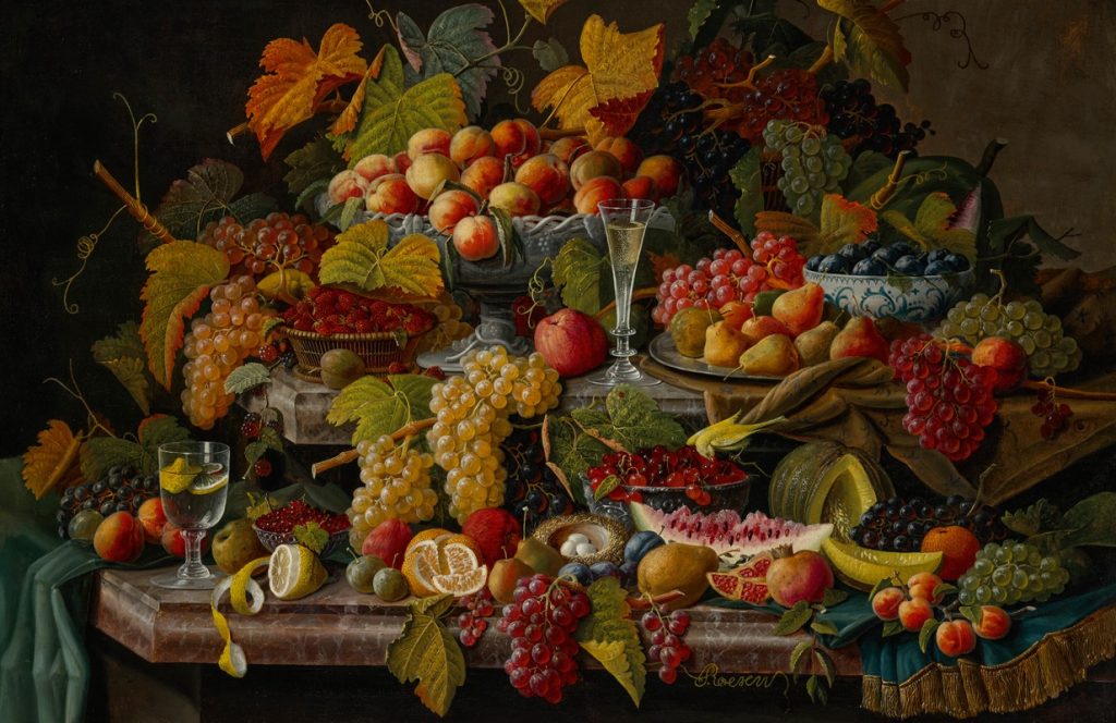 Severin Roesen (American, 1816-1872). "Summer's Bounty."